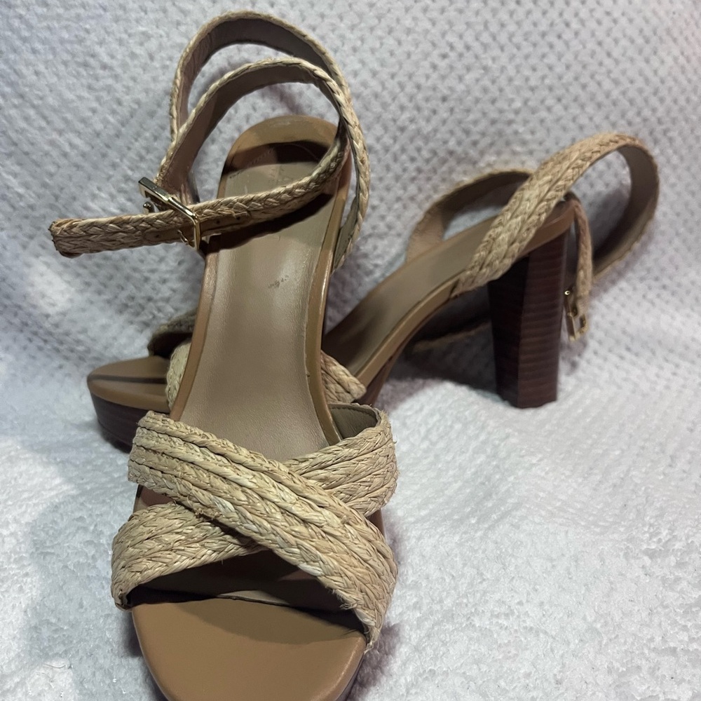 Ralph Lauren Tan Braided Heels